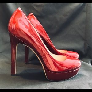 Red Joan & David Patent Leather Platform Pumps